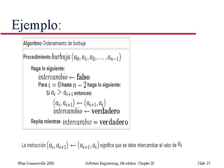Ejemplo: ©Ian Sommerville 2000 Software Engineering, 6 th edition. Chapter 20 Slide 27 