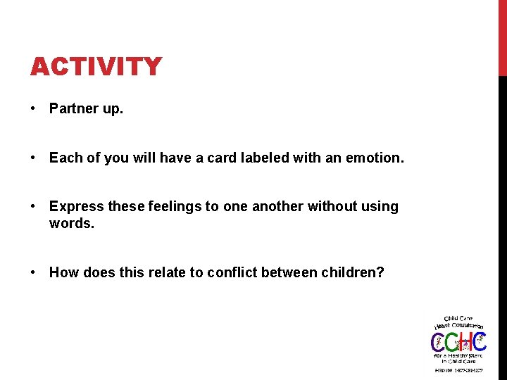 ACTIVITY • Partner up. • Each of you will have a card labeled with