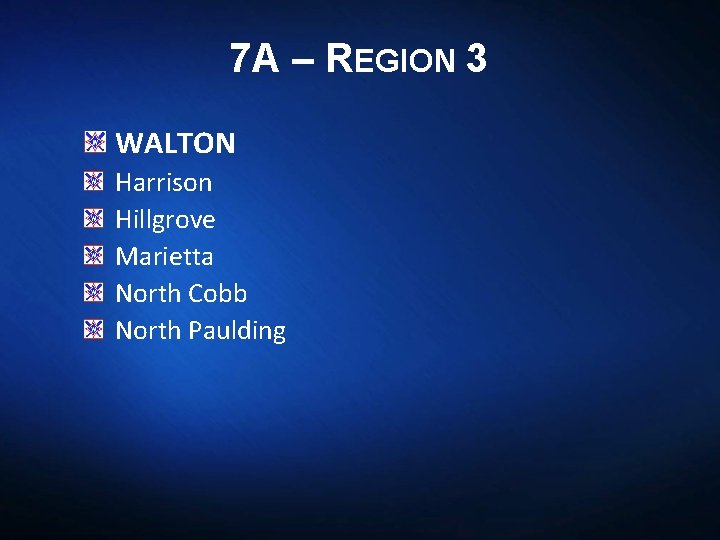 7 A – REGION 3 WALTON Harrison Hillgrove Marietta North Cobb North Paulding 