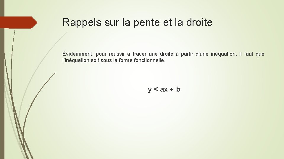 Rappels sur la pente et la droite Évidemment, pour réussir à tracer une droite