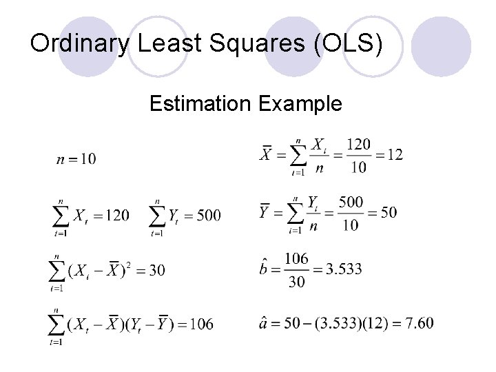 Ordinary Least Squares (OLS) Estimation Example 