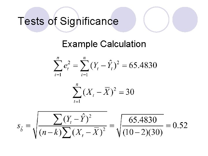 Tests of Significance Example Calculation 