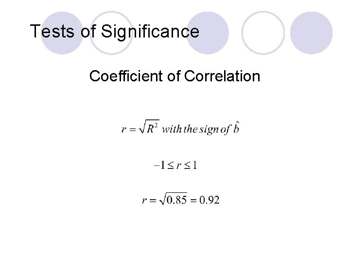 Tests of Significance Coefficient of Correlation 
