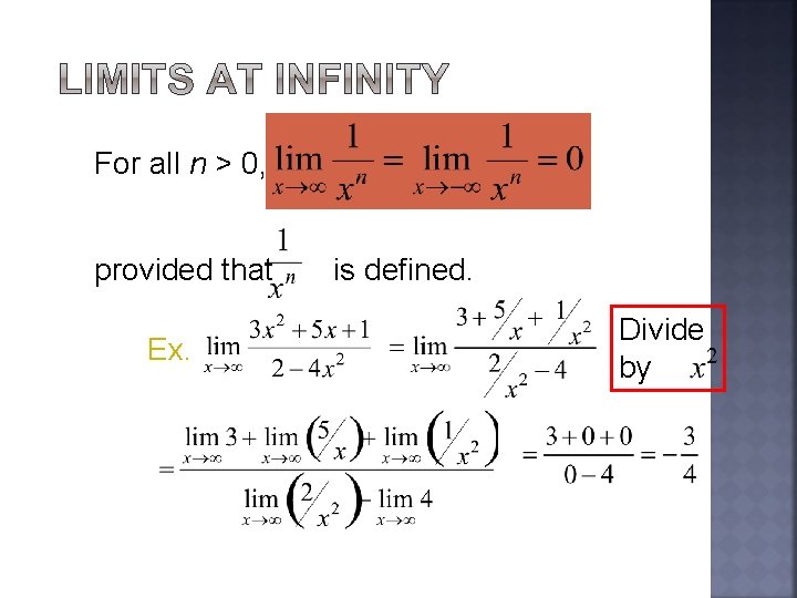For all n > 0, provided that Ex. is defined. Divide by 