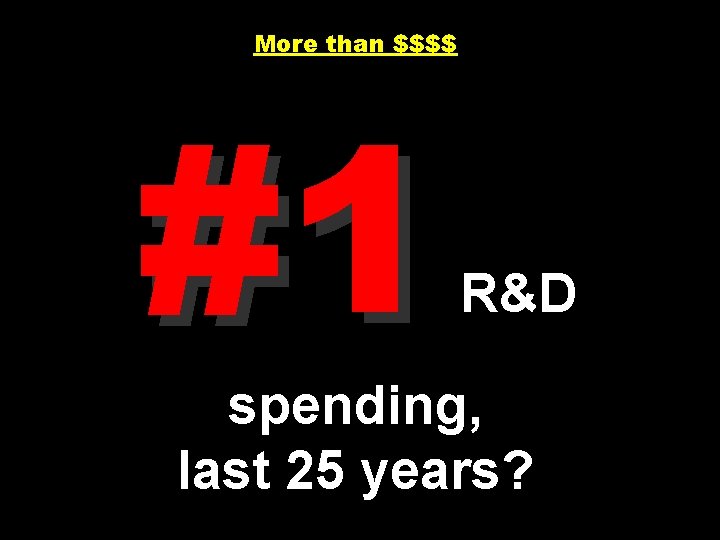 More than $$$$ #1 R&D spending, last 25 years? 