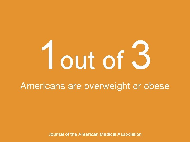 1 out of 3 Americans are overweight or obese Journal of the American Medical
