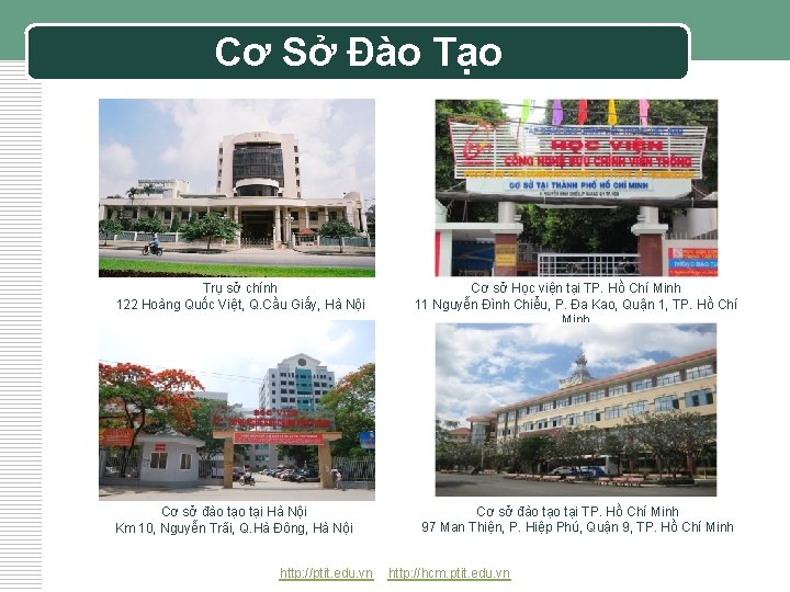 Cơ Sở Đào Tạo Trụ sở chính 122 Hoàng Quốc Việt, Q. Cầu Giấy,