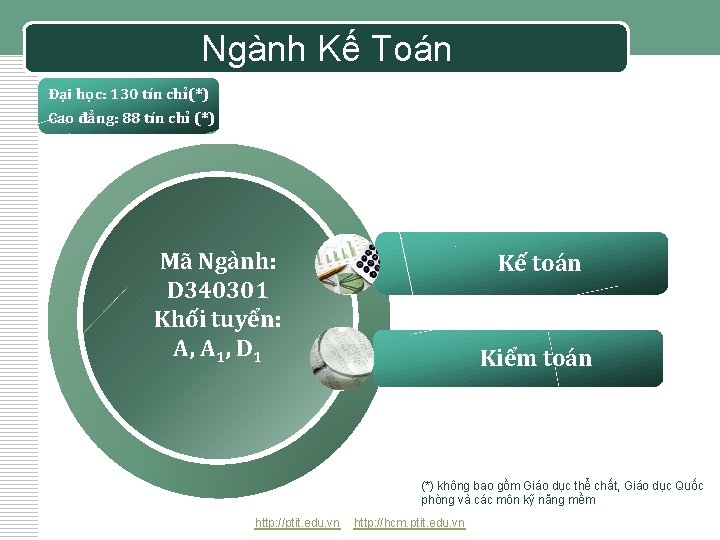 Ngành Kế Toán Đại học: 130 tín chỉ(*) Cao đẳng: 88 tín chỉ (*)