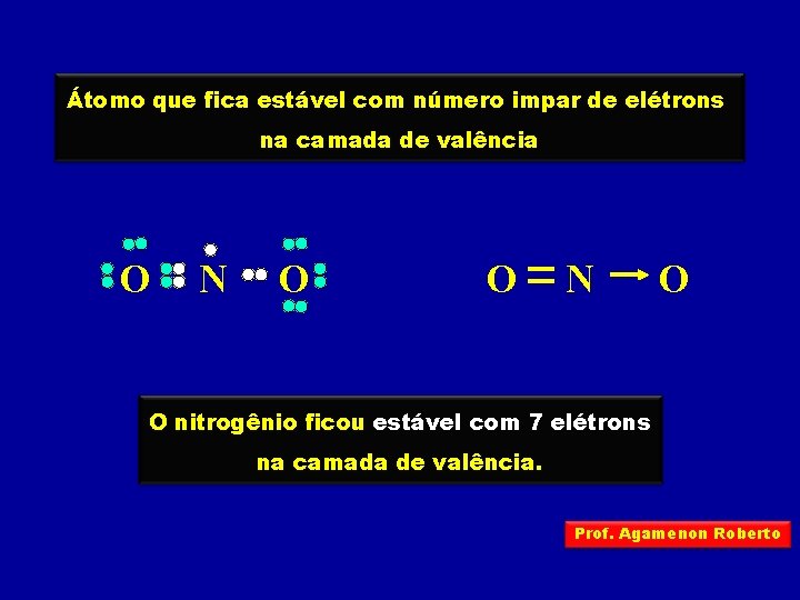 Átomo que fica estável com número impar de elétrons na camada de valência O