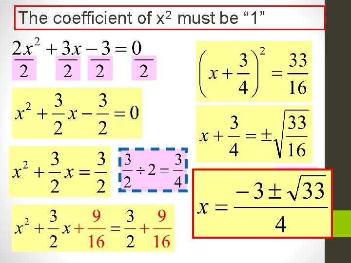 The coefficient of x 2 must be “ 1” 