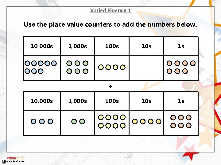 Varied Fluency 1 Use the place value counters to add the numbers below. 10,