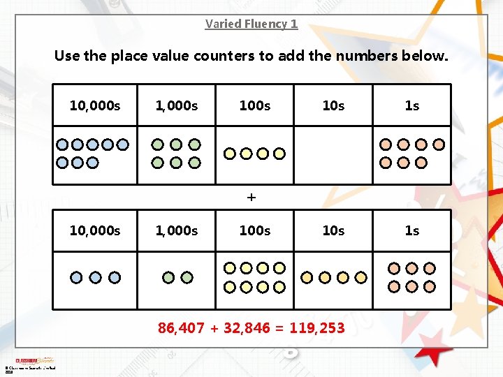 Varied Fluency 1 Use the place value counters to add the numbers below. 10,