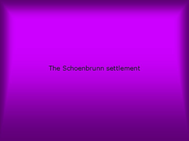 The Schoenbrunn settlement 