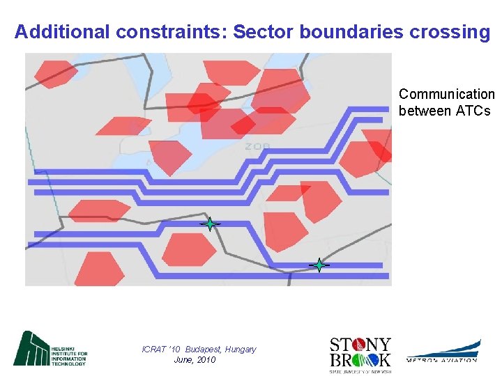 Additional constraints: Sector boundaries crossing Communication between ATCs ICRAT ’ 10 Budapest, Hungary June,