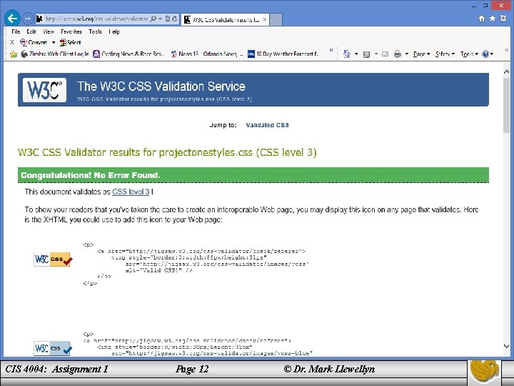 Here’s where you get the CSS valid icon CIS 4004: Assignment 1 Page 12