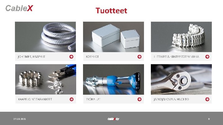 Tuotteet 27. 10. 2021 Cable. X Oy 9 