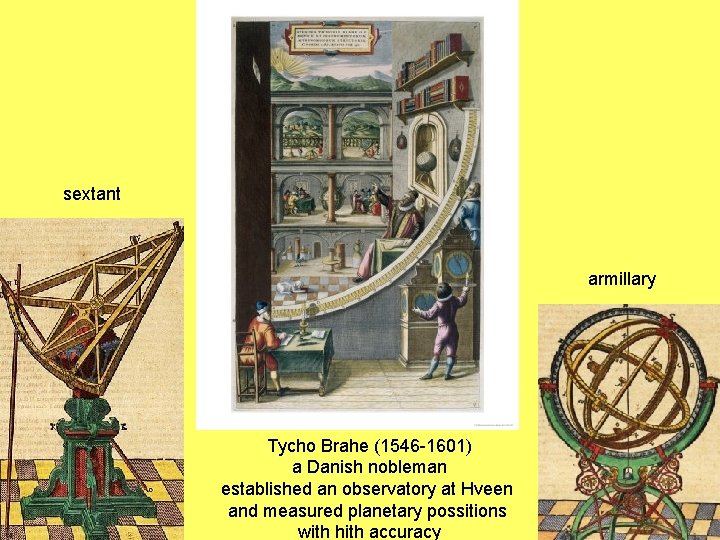 sextant armillary Tycho Brahe (1546 -1601) a Danish nobleman established an observatory at Hveen