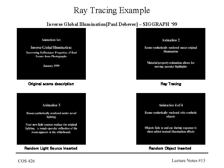 Ray Tracing Example Inverse Global Illumination[Paul Debevec] – SIGGRAPH ‘ 99 Original scene description
