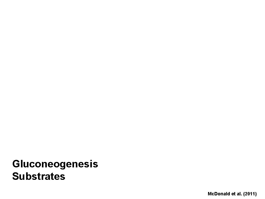 Gluconeogenesis Substrates Mc. Donald et al. (2011) 