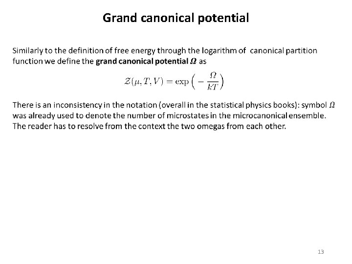 Grand canonical potential 13 