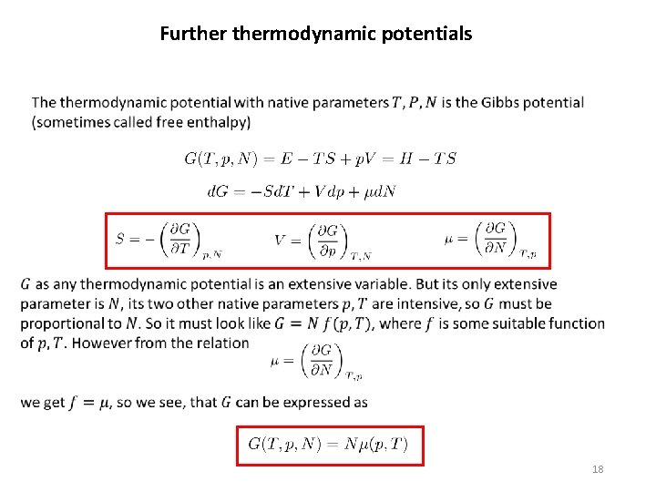Furthermodynamic potentials 18 