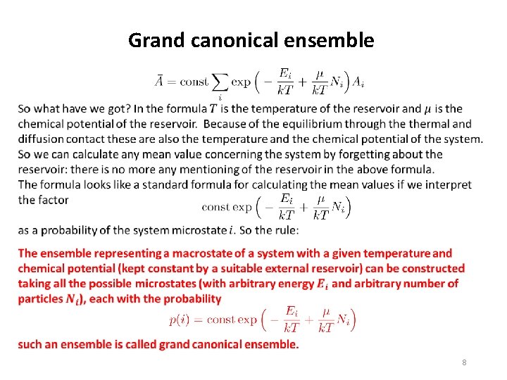 Grand canonical ensemble 8 