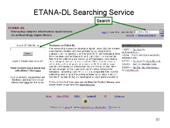 ETANA-DL Searching Service Search 51 