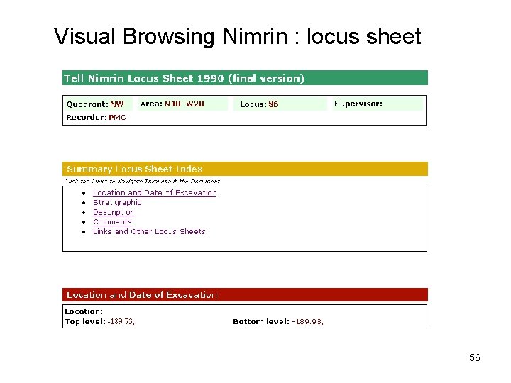 Visual Browsing Nimrin : locus sheet 56 