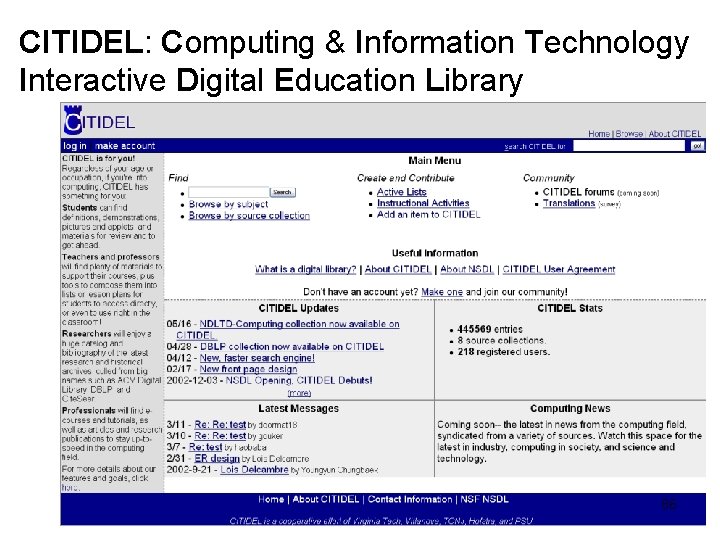 CITIDEL: Computing & Information Technology Interactive Digital Education Library 86 