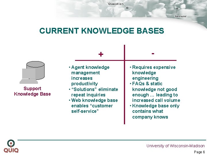 CURRENT KNOWLEDGE BASES + Support Knowledge Base • Agent knowledge management increases productivity •