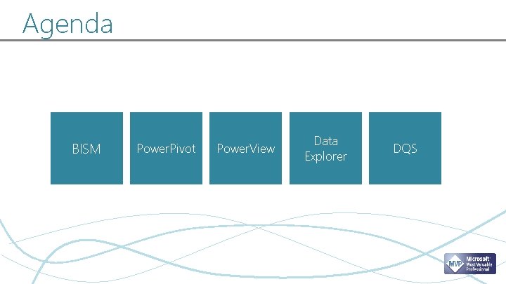 Agenda BISM Power. Pivot Power. View Data Explorer DQS 