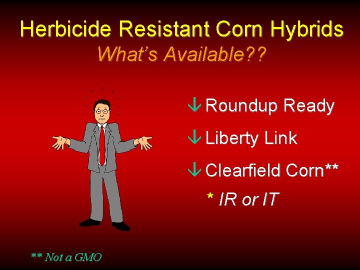 Herbicide Resistant Corn Hybrids What’s Available? ? â Roundup Ready â Liberty Link â
