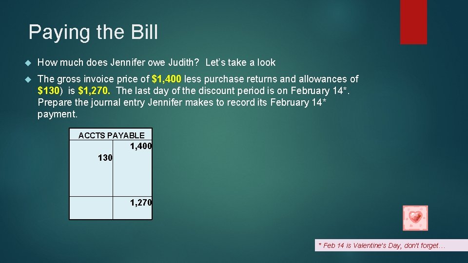 Paying the Bill How much does Jennifer owe Judith? Let’s take a look The