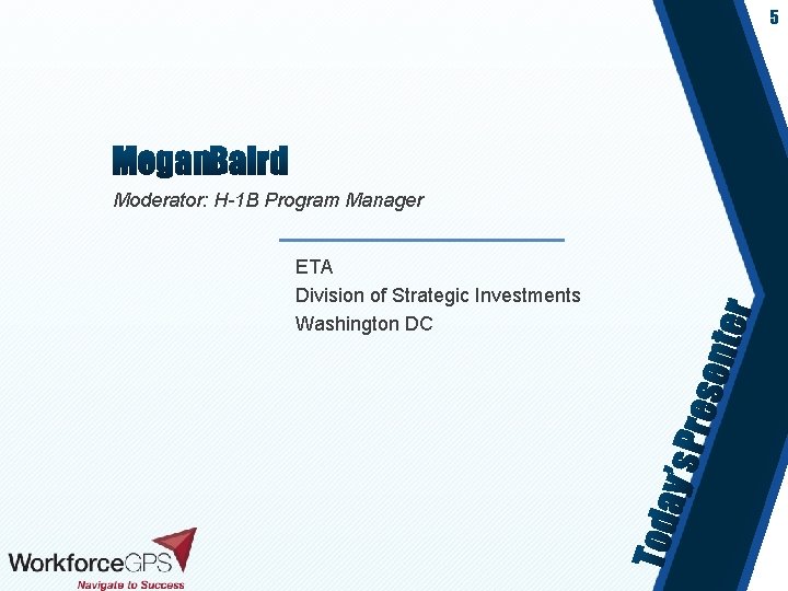 5 Moderator: H-1 B Program Manager ETA Division of Strategic Investments Washington DC 