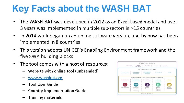 Key Facts about the WASH BAT • The WASH BAT was developed in 2012