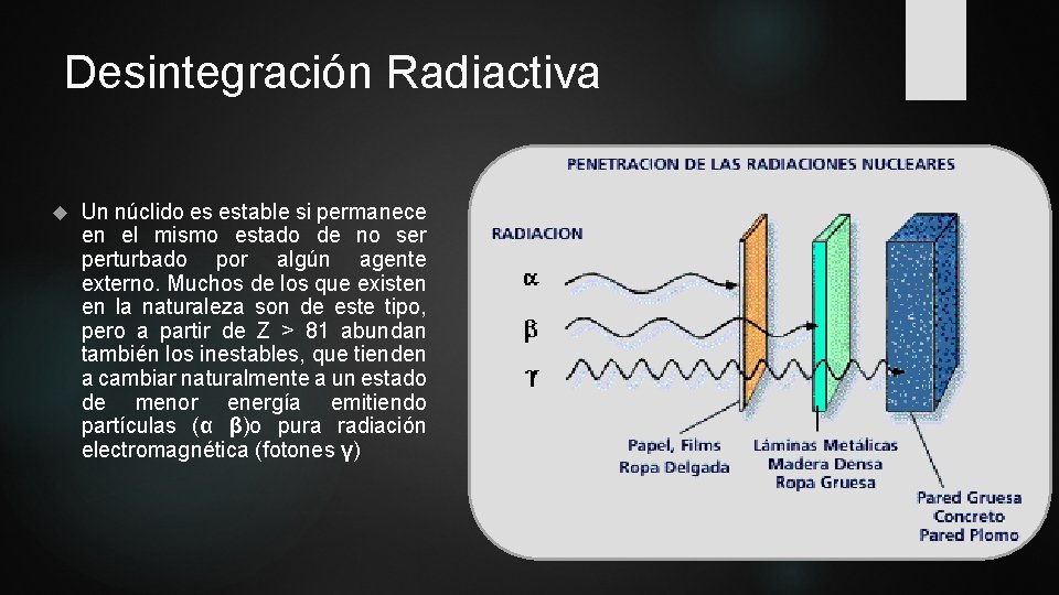 Desintegración Radiactiva Un núclido es estable si permanece en el mismo estado de no