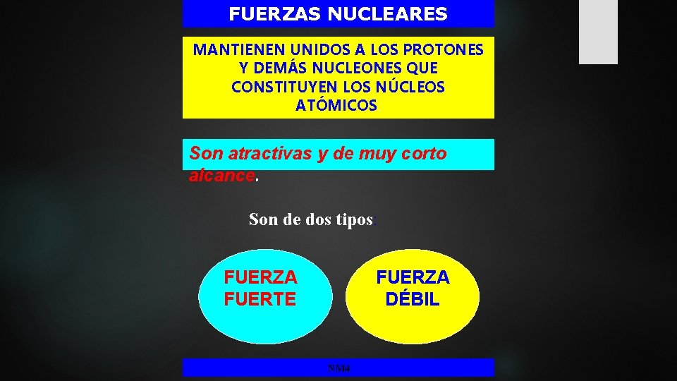 FUERZAS NUCLEARES FUERZAS MANTIENEN UNIDOS A LOS PROTONES Y DEMÁS NUCLEONES QUE CONSTITUYEN LOS