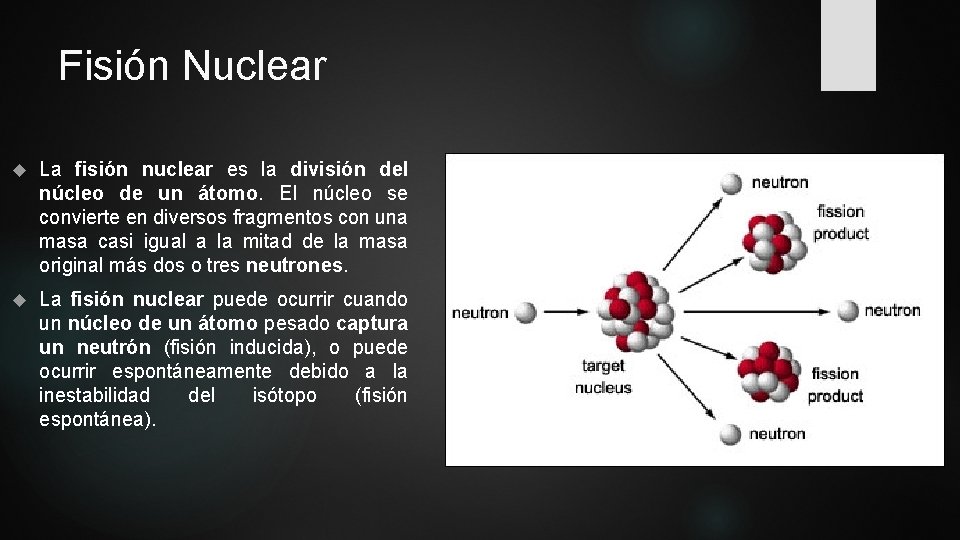Fisión Nuclear La fisión nuclear es la división del núcleo de un átomo. El