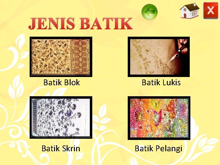 JENIS BATIK Batik Blok Batik Lukis Batik Skrin Batik Pelangi 