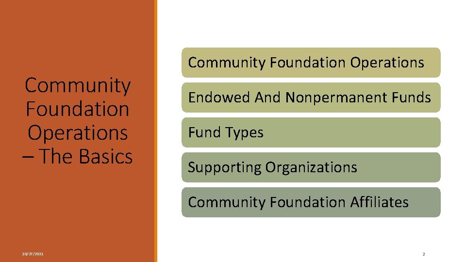 Community Foundation Operations – The Basics Community Foundation Operations Endowed And Nonpermanent Funds Fund