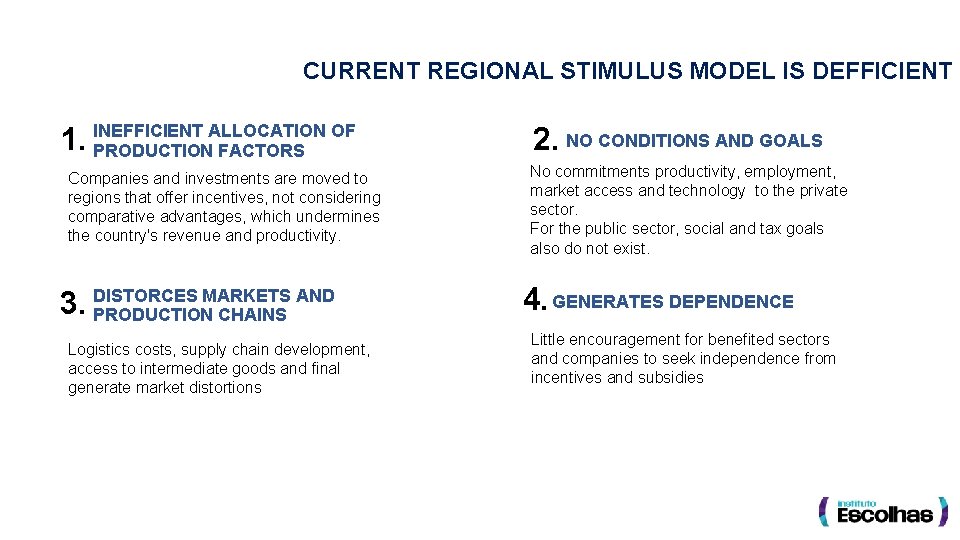 CURRENT REGIONAL STIMULUS MODEL IS DEFFICIENT ALLOCATION OF 1. INEFFICIENT PRODUCTION FACTORS Companies and