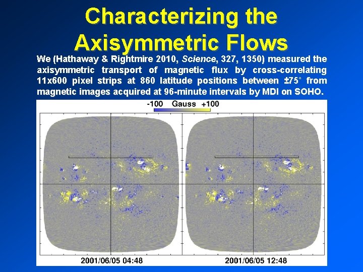 Characterizing the Axisymmetric Flows We (Hathaway & Rightmire 2010, Science, 327, 1350) measured the