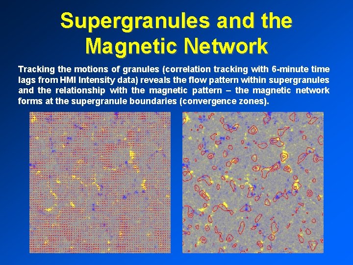 Supergranules and the Magnetic Network Tracking the motions of granules (correlation tracking with 6