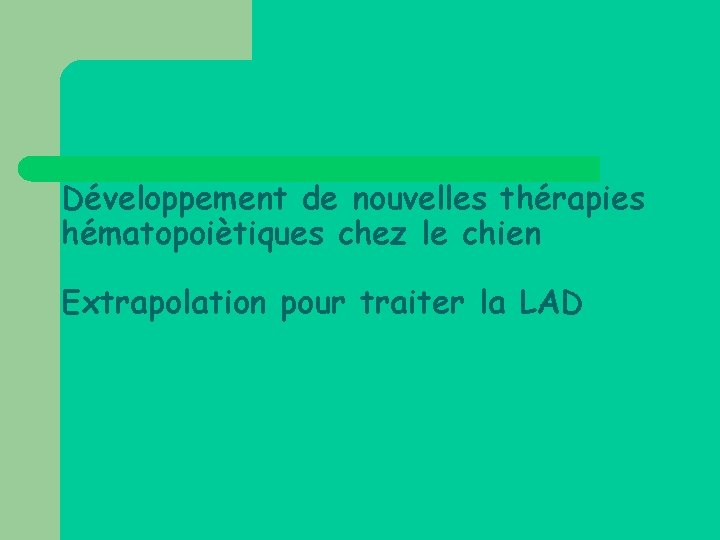 Développement de nouvelles thérapies hématopoiètiques chez le chien Extrapolation pour traiter la LAD 