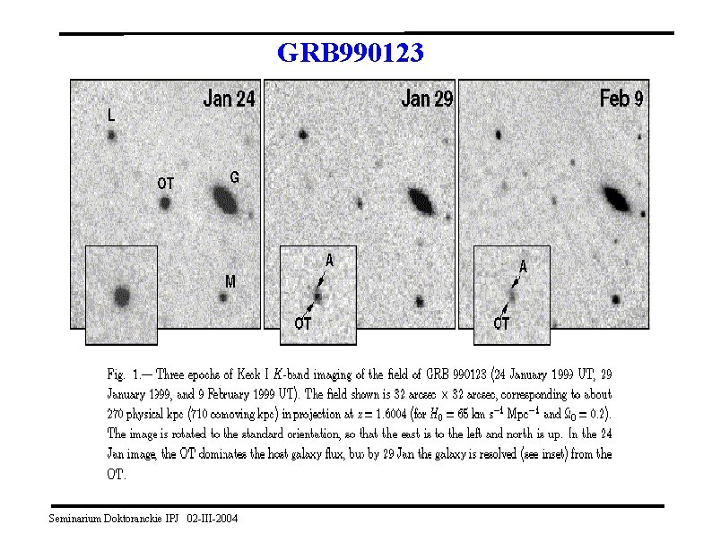 GRB 990123 Seminarium Doktoranckie IPJ 02 -III-2004 