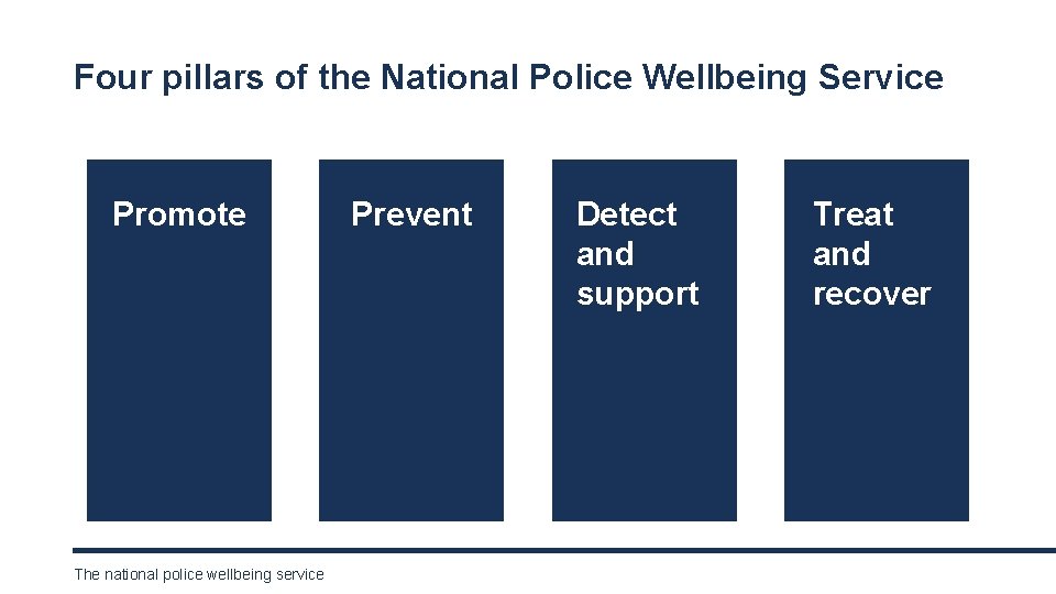 Four pillars of the National Police Wellbeing Service Promote The national police wellbeing service