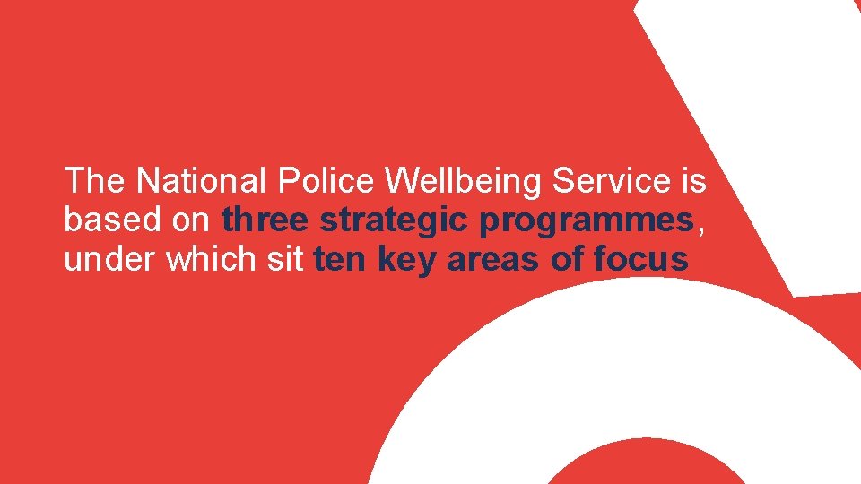 The National Police Wellbeing Service is based on three strategic programmes, under which sit