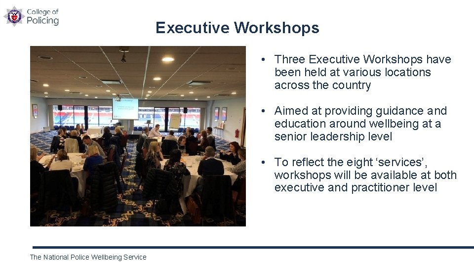 Executive Workshops • Three Executive Workshops have been held at various locations across the