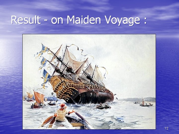 Result - on Maiden Voyage : 12 