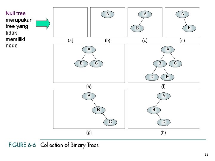 Null tree merupakan tree yang tidak memiliki node 22 